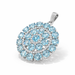 Rhaya Jewels – pendentif fleur en topaze bleue 100% naturelle pour femme, micro-insertion en argent sterling plaqué rhodium, cadeau minimaliste et raffiné - Product Image 3