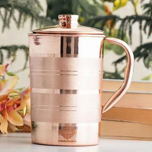 Juego de jarra de agua de cobre ayurvédica hecha a mano con dos vasos, ideal para un estilo de vida saludable, almacenamiento diario de agua y uso para servir. - Product Image 2