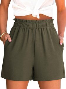 Shorts d'été pour femmes, coupe décontractée, taille élastique avec cordon de serrage, en coton, légers et confortables pour la plage, les voyages et les vacances - Product Image 1