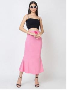 Jupe rose unie imprimée par transfert thermique, taille régulière, style poisson, avec cordon de serrage, longueur cheville, coupe ajustée, élégante, lavable, séchage rapide, pour femme - Product Image 5