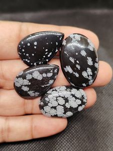 Cabujón de Obsidiana Natural en Forma de Copo de Nieve, 100% Genuino, Piedras Preciosas Blancas y Negras para Joyería, ¡Compre Ahora! - Product Image 1