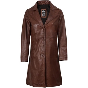 Women’s Premium Genuine Leather Long <b>Coat</b> – Classic Elegant <b>Full</b>-<b>Length</b> Outerwear - Product Image 3