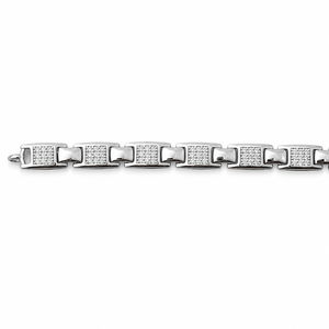 Bracelet en argent sterling 925 avec zircone cubique, chaîne à maillons géométriques polie, moderne, unisexe, pour mariage, fête, usage quotidien, cadeau - Product Image 3