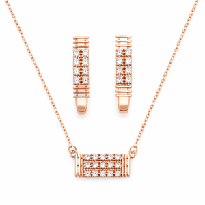 Modern Geometric Cubic Zirconia <b>Necklace</b> <b>Set</b> 925 Sterling <b>Silver</b> Bar Pendant & Matching Earrings Jewelry <b>Set</b> for Women - Product Image 1