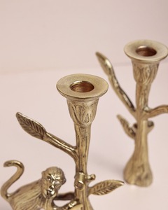 Elevated Candleware Brass Monkey <b>Tree</b> Candlestick Holder Set for Home Decoration - Product Image 1