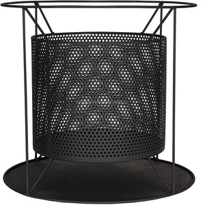 Metal <b>Fire</b> Pit with Spark Screen, Black, Perforated Design, Round Outdoor <b>Fire</b> Bowl with Stand A3 - Product Image 4