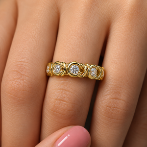 แหวนแต่งงานแบบ Infinity Knot ทองคำแท้ 18K ประดับเพชรทรงกลมเพาะเลี้ยงในห้องปฏิบัติการ สำหรับผู้หญิง เครื่องประดับเจ้าสาวชั้นดี - Product Image 2