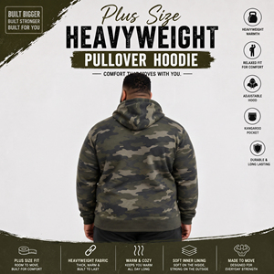 <b>Men</b> Plus Size <b>Camo</b> Printed <b>Hoodie</b> French Terry Pullover Hooded Sweatshirts Winter Wear Heavyweight Pullover Top <b>Men</b> Printed Hood - Product Image 3
