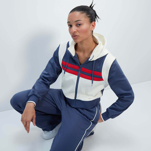 Women 2 Piece Tracksuit Set <b>Zip</b> <b>Up</b> Hoodie <b>Jacket</b> and Wide Leg Pants Contrast Stripe Casual Sport Outfit - Product Image 4