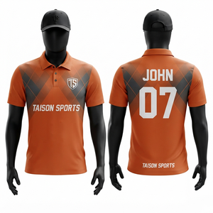 Mens Golf Jersey 180 GSM Moisture Wicking Polyester Interlock <b>Orange</b> Black Diamond Panel Custom Sublimation Logo <b>Polo</b> - Product Image 1