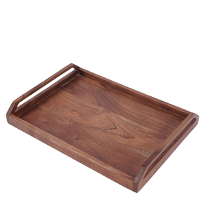 Plateau de service en bois d'acacia fait main avec poignées plateau de vanité pour salle à manger Table basse comptoir de cuisine bijoux porte-parfum - Product Image 1