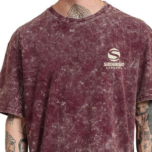 T-shirts en coton délavé à l'acide personnalisés en gros, T-shirts à épaules tombantes délavés à l'acide - Product Image 6