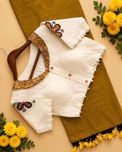 Traditional Indian Pakistani Cotton Ethnic <b>Blouse</b> For Girls With <b>Red</b> Butterfly Embroidery Regular Fit All Seasons - Product Image 6