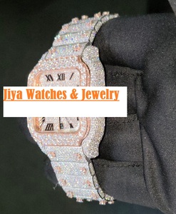 Montres mécaniques analogiques classiques de luxe en diamant Moissanite VVS, bracelet en acier inoxydable, sertissage de diamants fait main, toutes les montres - Product Image 1