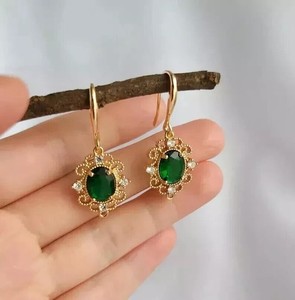 Moissanite <b>Emerald</b> Drop <b>Earrings</b> 925 Sterling Silver <b>Gold</b> Plated Vintage Luxury Women Jewelry - Product Image 4