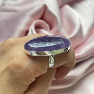 Bague en améthyste faite à la main, en argent sterling 925, grande pierre précieuse, bijoux de luxe, bague élégante, cadeau pour femme, bijoux fins - Product Image 5