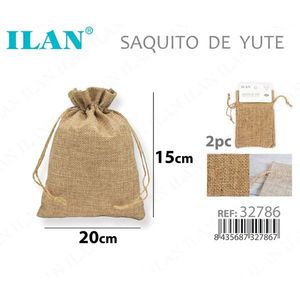 Bolsa de yute ILAN de 20x15cm con cordón para regalos y almacenamiento - Product Image 3