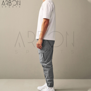 Pantalon cargo en coton léger bleu gris clair coupe droite sur mesure, nouvelle collection, produit tendance au design unique - Product Image 5