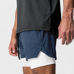 Premium Quality With Custom Men Running Shorts Two <b>Layers</b> Custom logo Sports Tight Shorts Quick Dry Breathable Active Gym Shorts - Product Image 6