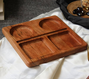 Plateau de service pour fruits secs en bois, forme de feuille, design artisanal dernier cri, qualité supérieure, prix de gros - Product Image 4
