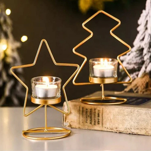 <b>Christmas</b> <b>Tree</b> and Star Tealight Candle Holder Set 2 <b>Christmas</b> decoration & Gifting Candle Votive Holder - Product Image 3