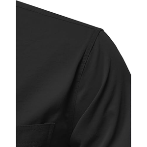 Camisa de Hombre Elástica, Estilo Vintage Envejecido, Transpirable, Casual, Suave, de Manga Larga, con Botones y Bolsillo, 100% Poliéster - Product Image 4