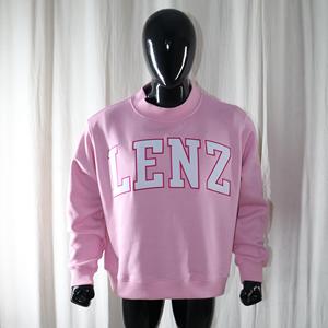 Sweat-shirt à col montant LENZ PINK 100% blanc avec broderie appliquée, col large, URBAN PRODUCTIONS - Product Image 2
