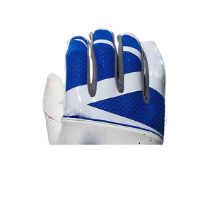 Blue White Leather Batting Gloves Padded <b>Hook</b> And Loop Closure Unisex Adult Training Adult Baseball Batting Gloves Ergonomic - Product Image 5