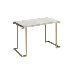 Boice II <b>Console</b> <b>Table</b> with Faux <b>Marble</b> Top and Champagne Finish Elegant Sofa <b>Table</b> - Product Image 4