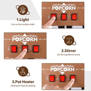 Macchina per Popcorn Commerciale da 12oz con Carrello, 3 Pulsanti di Controllo, Elettrica, 3 Contenitori per Caramelle e 3 Vaschette in Plastica - Product Image 4