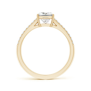 Anillo de Compromiso de Lujo Clásico con Corte Princesa, Diamante Cultivado en Laboratorio, Certificado IGI, con Piedras Laterales, Oro 10K 14K 18K, Plata 925 935 - Product Image 3