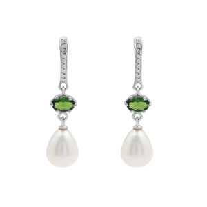 2026 Classic 925 Sterling Silver Fine Jewelry <b>Set</b> With Green Gemstone And Freshwater <b>Pearl</b> Fine <b>Necklace</b> Earrings Ring For Women - Product Image 2