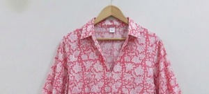 Robe midi pour femme en coton 100% imprimée à la main, coupe trapèze, manches bouffantes, motif floral bohème, idéale pour l'été et le bureau, coupe classique, confortable et respirante - Product Image 4