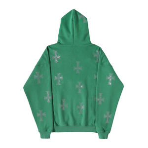 Custom Cross Embroidered Zip Up Hoodie Men’s Oversized Streetwear Heavyweight Sweatshirt Graphic Full Zip Hoodie - Product Image 6