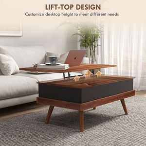 Robusto tavolino in legno con rifinitura in noce con scomparti nascosti - Product Image 4