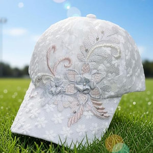 <b>Ladies</b> Lace Baseball <b>Hat</b> Stylish Floral Design Lightweight Fashion Headwear <b>for</b> Travel Outdoor Wear and Everyday Use - Product Image 2