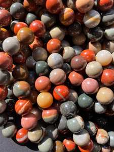 ลูกปัดหินแจสเปอร์ธรรมชาติทรงกลม สีน้ำตาล แดง เหลือง เขียว สวยงาม คุณภาพสูง ร้อยเป็นเส้นยาว 15.5 นิ้ว - Product Image 6