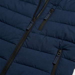 Veste matelassée à capuche bleu marine pour homme, légère, coupe-vent, décontractée, pour l'hiver, coupe régulière, en polyester, fermeture éclair - Product Image 4