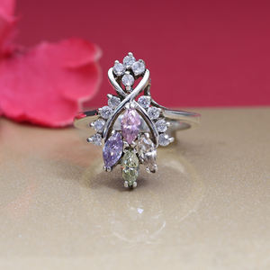 Bague en argent avec pierres précieuses florales, boutique de bagues en argent sterling I925 exquises avec pierres précieuses florales pour femmes et filles, à porter lors d'occasions spéciales - Product Image 4