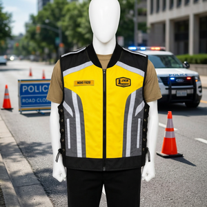 Gilet de sécurité haute visibilité personnalisé, imperméable, jaune, bleu néon, avec fermeture éclair sur le devant, option de logo personnalisé pour les vêtements de travail - Product Image 2