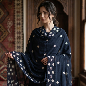 AHE Venta al por Mayor, Chal de Chifón de Algodón con Estampado Floral Estilo Dubái para Mujer, Decoración con Pedrería Bordada, 2.23m, Transpirable, para Uso Diario - Product Image 1