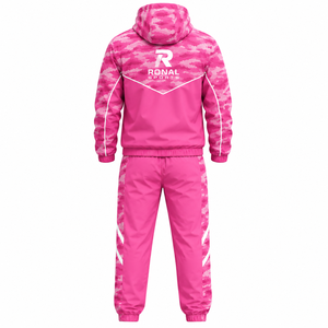 RONAL SPORTS Pink Camouflage Tracksuit Full <b>Zip</b> <b>Hooded</b> Sporty Design Quick Dry Polyester Men Women Adult Spring Wear - Product Image 2