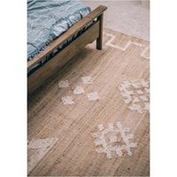 Tapis géométrique en jute rectangulaire, tissage plat bohème, motif beige et blanc, fait main, décoration de salon, pour la vente en gros