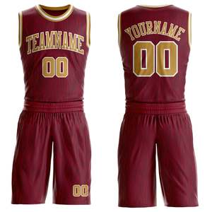 Custom Old Gold Crimson Anti-Bacterial Mesh Basketball Uniform Set Recycled Polyester Sublimation Team Jersey Shorts OEM - Product Image 6