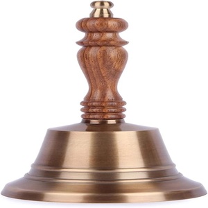 Campana de Templo Metálica Creativa, Tradicional, con Mango de Madera, Forma de Cobre, Artesanía, Decoración Navideña, Tamaño Personalizado de Fábrica - Product Image 1