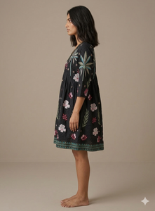 Robe longue bohème en viscose à manches courtes, coupe classique, pour l'été, les fêtes, écologique, boutonnée, lavable, respirante pour femme - Product Image 2