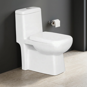 Offre Spéciale – WC monobloc en céramique blanche, design moderne, chasse d'eau cyclonique, sans bride, pour salle de bain contemporaine et usage extérieur - Product Image 1