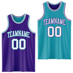 Maillots et shorts de basketball personnalisés entièrement sublimés, réversibles, grandes tailles, uniformes pour hommes et femmes, couleurs foncées, vert sarcelle, vêtements de sport OEM - Product Image 2