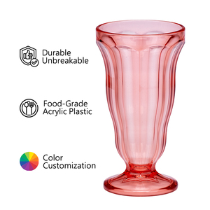 [Holar] Taiwan a fait 14oz acrylique Vintage rouge grandes tasses à crème glacée pour Desserts Sundae Parfait Milkshakes Soda - Product Image 3