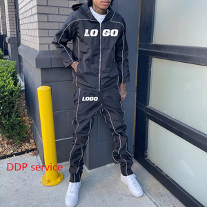Conjunto Deportivo Personalizado de Chaqueta y Pantalones de Nailon Reflectante, Impermeable, Transpirable, Ligero, Informal, para Primavera, Ropa Deportiva Urbana - Product Image 1